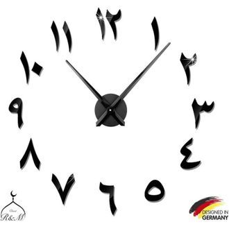 OEM Reloj De Pared &Aacute;rabe 3d, Reloj Silencioso Para Armar - Regalo De Decoraci&oacute;n Para El Hogar - Sala De Estar, Oficina En Casa - 2 A&ntilde;os De Garant&iacute;a (negro