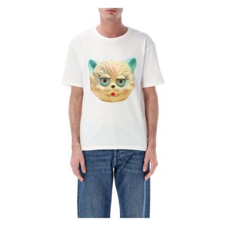 Valentino Garavani T-Shirts, male, White, Size: XL Cotton T-shirt With Le Chat De La Maison