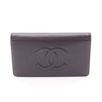 Chanel Purple Leather Long Wallet (Bi-Fold) (Pre-Owned)