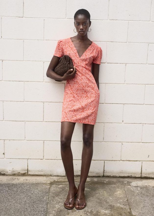 Asos Design Vestito Pizzo Corallo Mango Vestito Stampato Scollo