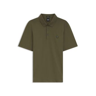 BOSS Mercerized-cotton polo shirt with Double B monogram