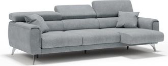 Divani.Store Divani.store - Caravaggio Sof&aacute; De 3 Plazas Extensibles Con Reposacabezas Ajustables En Tejido Impermeable 244 Cm Gris Claro