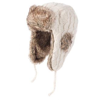 Nirvanna Designs Hand Knit Cable Russian Hat w/ Faux Fur in White at Nordstrom, Size Medium/large