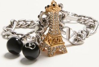 Valentino Garavani Bracciale Valentino Garavani Chez Valentino In Metallo, Smalto E Strass Swarovski Uomo PALLADIO L