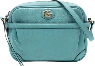 Gucci Pre-owned Embossed Leather Camera Bag - Dames - Vintage Schoudertas - Blauw - ONE Size - Leer - Vintage