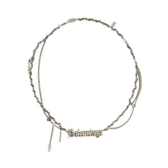 Balenciaga Necklaces, female, Gray, Size: ONE SIZE Typo Destroyed Necklace