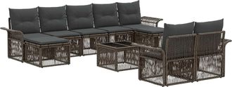 vidaXL Conjunto De Sof&aacute;s De Jard&iacute;n 10 Uds. Gris Rat&aacute;n Sint&eacute;tico Vidaxl