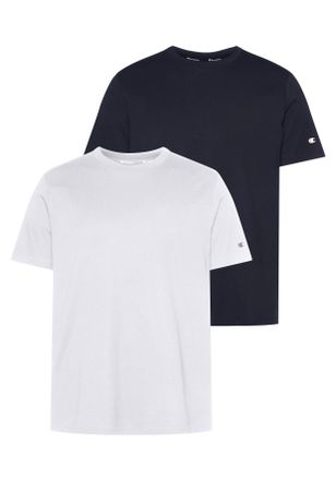 Champion T-Shirt CHAMPION, Herren, Gr. XXL, weiss (wht, nny), Jersey, Obermaterial: 100% Baumwolle, unifarben, normal, Rundhals, Shirts T-Shirt, Basic Shirt, D