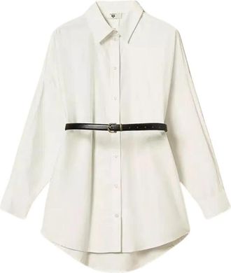 Twinset Poplin Blouse met Afneembare Riem - Dames - Overhemden - Wit - XS - Katoen - Overhemden