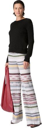 Missoni Stretch Chevron Cotton And Viscose Crewneck Sweater in Black at Nordstrom, Size 38 It