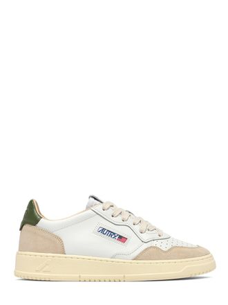 Autry Low-Top Leather and Suede Sneakers with Contrasting Heel Tab