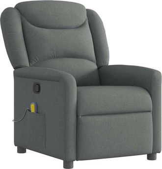 vidaXL Poltrona Massaggiante Reclinabile Grigio Scuro in Tessuto - Vidaxl