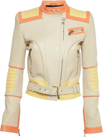 Balmain Giacca biker in pelle - Toni neutri