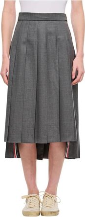 Thom Browne Midi Skirts, female, Gray, XS, Twill Midi Pleated Skirt