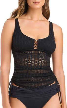 Bleu Rod Beattie Lace Overlay Bikini Top in Black at Nordstrom, Size 14