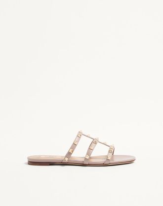 Valentino Garavani Sandalo Slider Basso Rockstud In Vitello Donna POUDRE 34.5
