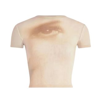 Jean Paul Gaultier T-shirt Baby in Mesh con Stampa Viso - - Tops - Donna - Beige - S
