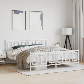 vidaXL Vidaxl - Estructura Cama Sin Colch&oacute;n Con Estribo Metal Blanco 183x213 Cm