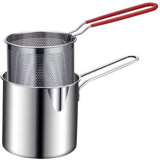 OEM Padella - Set Di Padelle - Padella Con Colino In Acciaio Inox - Padella Portatile In Acciaio Inox - Coperchio In Acciaio Inox - Mini Friggitrice Per G