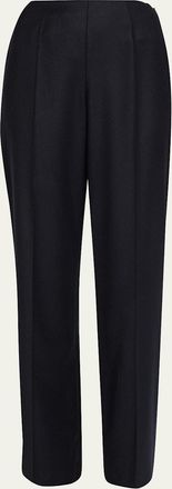 Loro Piana Timi Wool-Cashmere Flannel Wide-Leg Pants