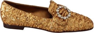Dolce & Gabbana Flat Sandalen - Dames - Loafers - Geel - 37 EU - Leer - Schoenen