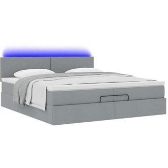 vidaXL Estructura De Cama Otomana Colchones Tela Gris Claro 200x200cm Vidaxl