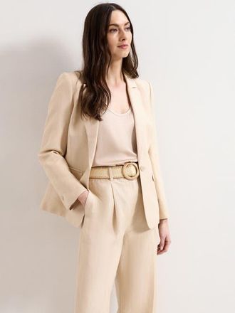 Phase Eight Elena Linen Blend Single Breasted Blazer in Neutral at Nordstrom, Size 12