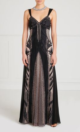 Temperley London Giselle Strappy Gown in Black Mix at Nordstrom, Size 10