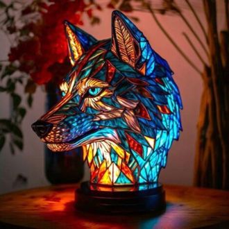OEM L&aacute;mpara De Mesa De Cristal Colorida Con Motivo Animal, L&aacute;mpara De Noche Vintage Colorida, Luz Nocturna De Resina, L&aacute;mpara Decorativa Para Dormitorio, 