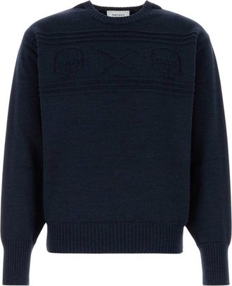 Alexander McQueen Wol trui - Heren - Ronde hals truien - Blauw - XL - Wol - Truien & Vesten