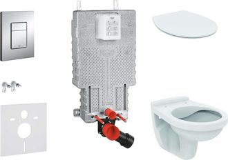 GROHE Uniset - Conjunto De Instalaci&oacute;n Empotrado, Inodoro Alpha Con Asiento, Pulsador De Descarga Skate Cosmopolitan, Cromado 38643set-kd
