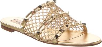 Valentino Rockstud Mesh & Leather Sandal