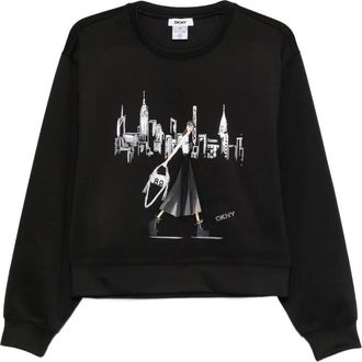 DKNY Felpa girocollo con stampa - Nero