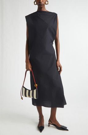 Jacquemus La Robe Drap Asymmetric Midi Dress in Black at Nordstrom, Size 10 Us