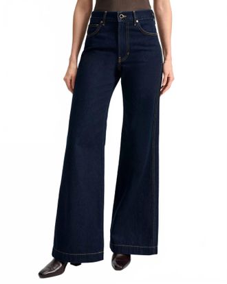 Veronica Beard Kasey Mid Rise Wide Leg Jean In Indigo Rinse
