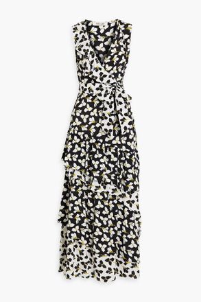 Diane Von Fürstenberg Elisabetta wrap-effect floral-print crepe maxi dress - Black - US 00