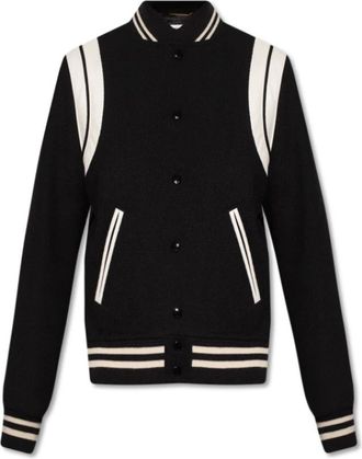 Saint Laurent Teddy jas - Dames - Bomber jackets - Zwart - 2XS - Wol - Jassen