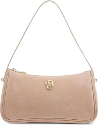 BOSS Suede shoulder bag with metallic Double B monogram