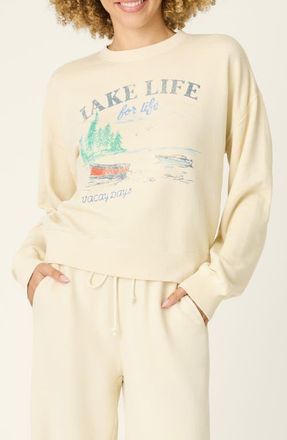 PJ Salvage Washed Away Garment Dye Cotton French Terry Pajamas in L.bone at Nordstrom, Size X-Small