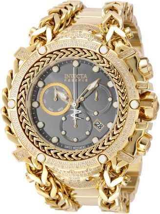 Invicta Gladiator 48420 Heren Horloge - Quartz Uurwerk - Roestvrij Staal met grijze Wijzerplaat - 58mm - Met 416 diamanten