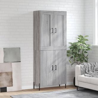 vidaXL Vidaxl - Aparador Alto Madera Contrachapada Gris Sonoma 69,5x34x180 Cm