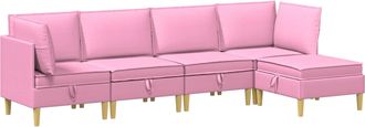 vidaXL Juego De Sof&aacute; Modular Con Almacenamiento 5 Uds. Rosa Tela Vidaxl