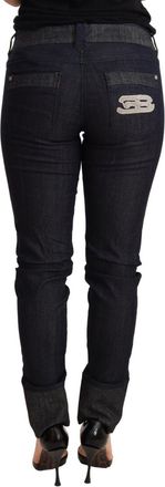 Ermanno Scervino Womens Blue Skinny Folded Hem Denim Trouser Cotton Jeans