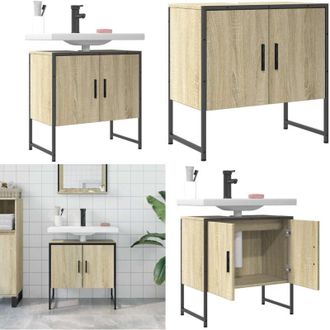 vidaXL Mobile Lavabo Bagno Rovere Sonoma 60x33x60 cm Legno Multistrato - Lavabo - Armadio da bagno