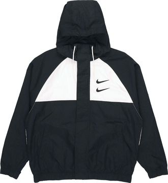 Nike Swoosh Windproof Sports Woven Hooded Jacket Black DJ9647-011