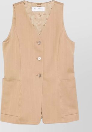 Max Mara tailored sleeveless jacket silk nylon v neck