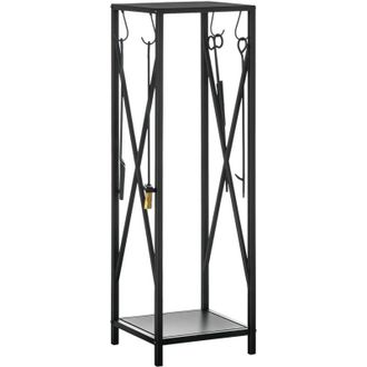OEM Soporte Para Le&ntilde;a- Estante Para Le&ntilde;a De Chimenea - Multiaccesorio, Dimensiones: 34 Cm De Largo X 34 Cm De Ancho X 111 Cm De Alto, Metal Negro -crezuo