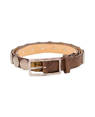 Reptiles House Bahia Brown Leather Belt With Textured Stud Accents
