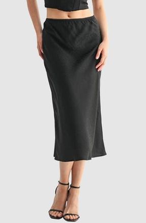All in Favor Satin Midi Skirt in Black at Nordstrom Rack, Size Medium