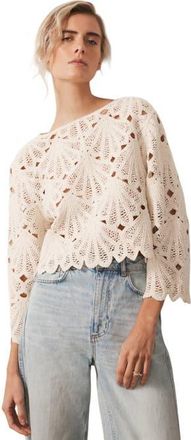Mint Velvet Crochet Knited Top in Neutral at Nordstrom, Size Medium